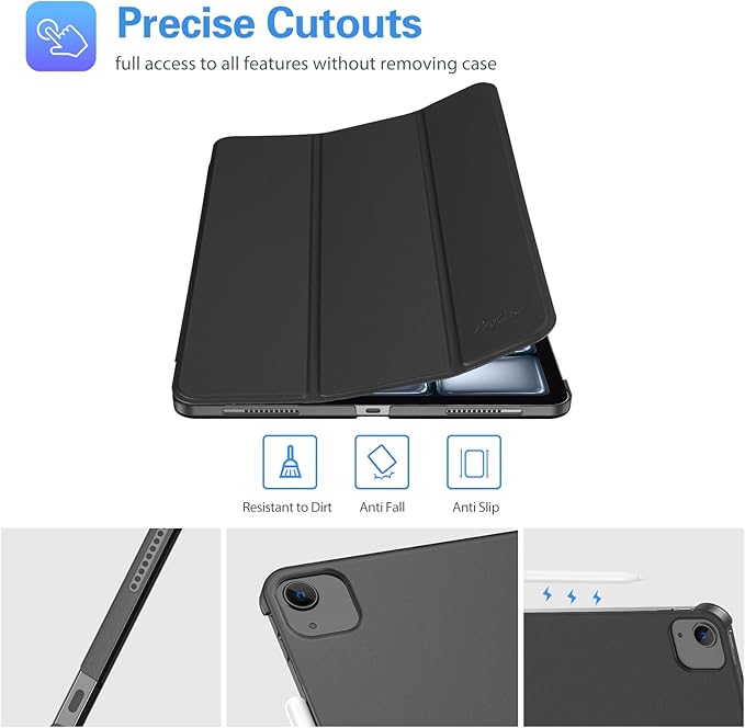 ProCase Smart Case for iPad Pro 12.9 2022/2021/2020/2018, Slim Stand Hard Back Shell Smart Cover for iPad Pro 12.9" 6th Gen/5th Gen/4th Gen/3rd Gen -Shadowblack