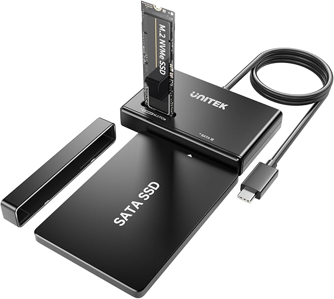 Unitek M.2 NVMe SSD Enclosure Adapter – 10 Gbps Hard Drive Reader Tool Free Pcie NVMe Adapter External USB 3.2 M2 SATA Case Converter Supports M Key Any Sizes M.2 2.5" /3.5" SATA Solid State Drive