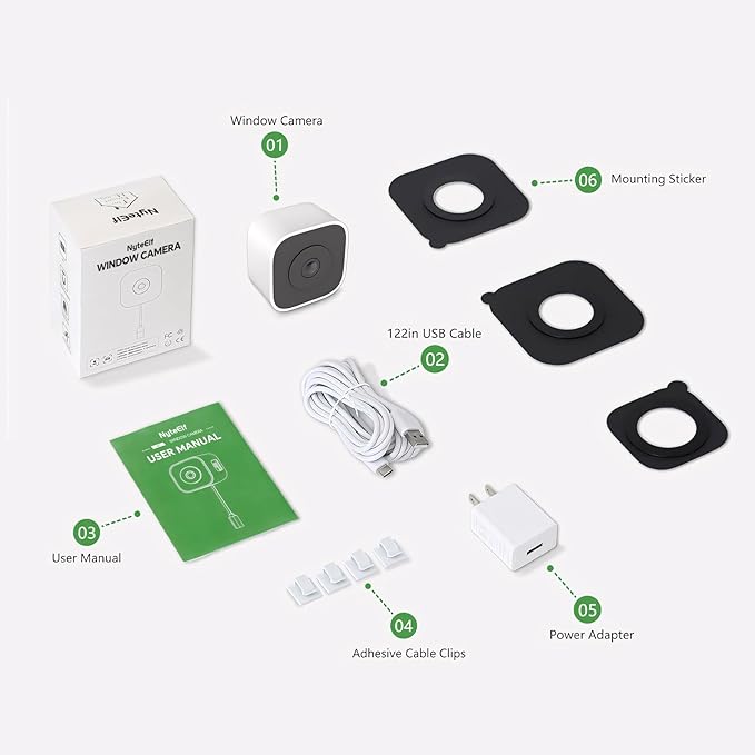 3MP Window Cameras for Home Security,Security Camera, 2K Full Color Night Vision, AI Human & Motion Detection, 24/7 Recording, Two-Way Audio, Easy Installation (White)