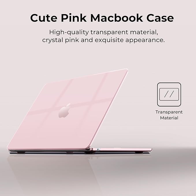 EooCoo for MacBook Neo Case 13 inch 2026 Model A3404 with A18 Pro chip, Hard Shell Case & Sleeve Bag & Type C & Keyboard Skin & Screen Film Laptop Accessories, Crystal Blush