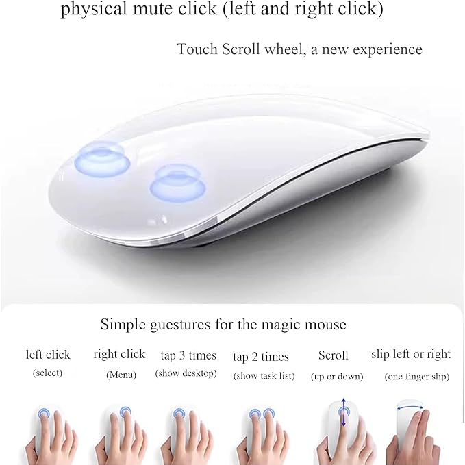 Wireless Multi-Touch Surface Magic Mouse Alternative USB C Rechargeable Touch Mouse Compatible with MacOS/Windows/Linux/Android Laptop Desktop PC Smartphone Tablet (Black)