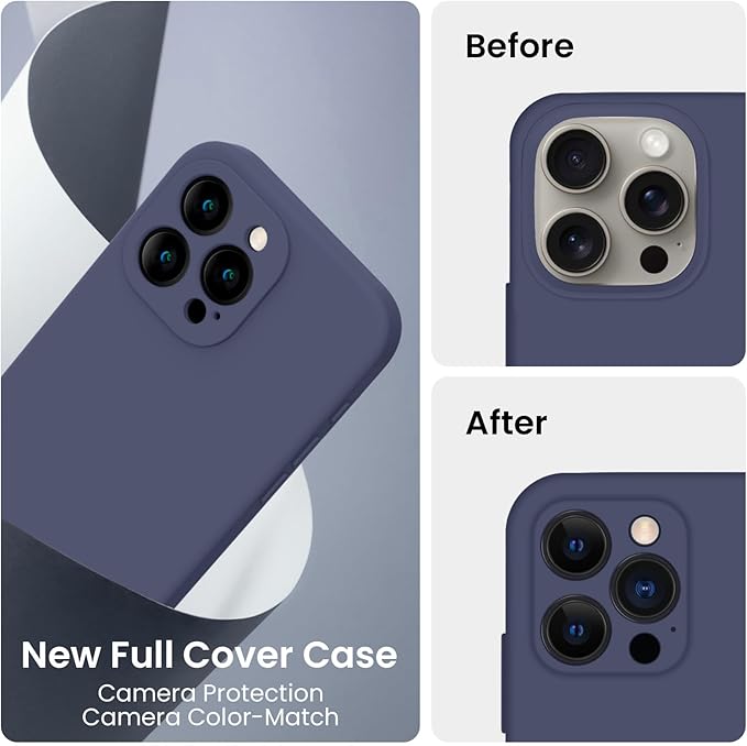 FireNova Designed for iPhone 16 Pro Case, Silicone Upgraded [Camera Protection] Phone Case, Soft Anti-Scratch Microfiber Lining Inside, 2024, Navy Blue