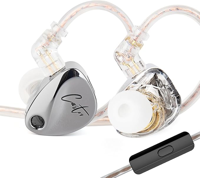 KZ Castor in Ear Monitor Headphones, Dual-Dynamic Driver Wired Gaming Earphones, HiFi IEM Wired Earbuds Noise Cancelling, 2Pin-C Detechable Cable Earbuds with Mic