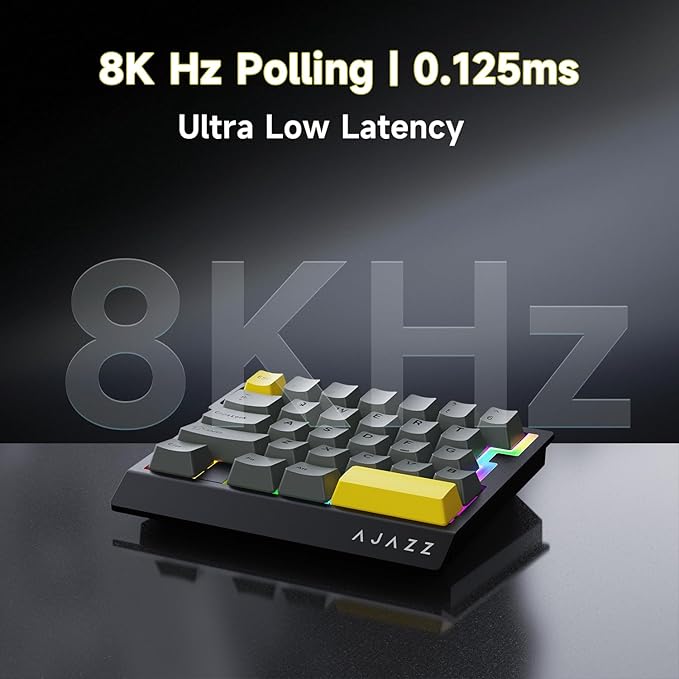 AJAZZ AK029 One-Handed Gaming Keyboard, 29 Keys Wired Keypad, SOCD & DKS, Magnetic Switch, 8KHz Polling, Web Driver Customizable, Portable for Editing/Travel, Aluminum Plate, Black Gray