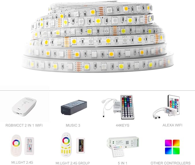BTF-LIGHTING 5050 RGBW RGB+Cool White(6000K-7000K) 150RGB+150White LED Tape Light 5m 16.4ft 60LED/m Multi-Colored IP67 12mm Width FPCB DC12V for Bedroom Home Decoration(No Adapter or Controller)