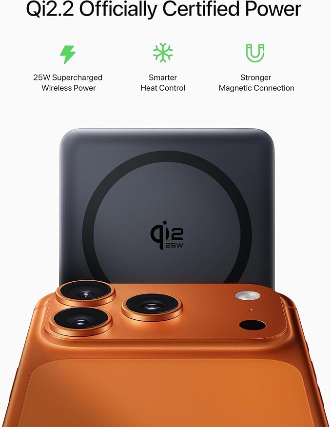 Baseus Picogo AM52 MagSafe Power Bank, Qi2.2 25W 10,000mAh Magnetic Portable Charger, 0.6" Slim Built-in 45W USB-C Cable, Alloy Fast Charging Wireless Battery Pack for iPhone 17/16/15/14/13/12 Only