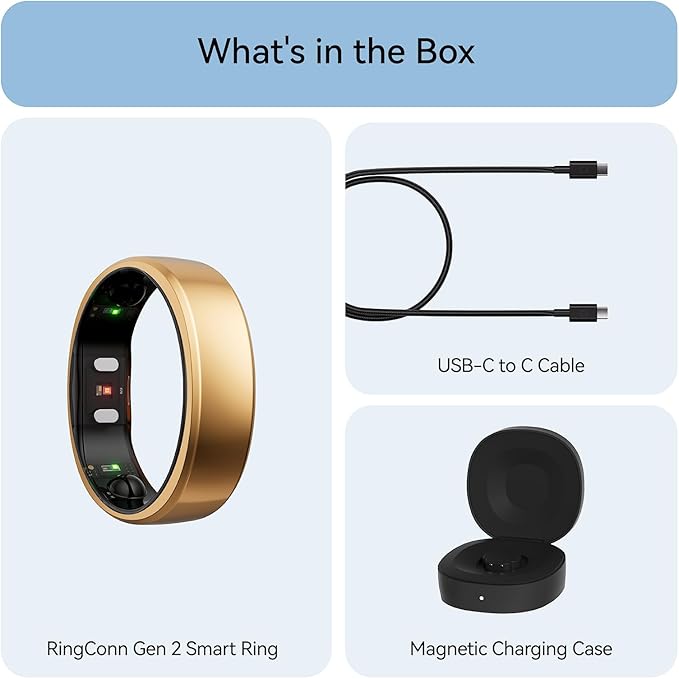 RingConn Gen 2, World’s First Smart Ring with Sleep Apnea Monitoring, No APP Subscription, 12-Day Battery Life, Stress/Heart Rate/Women's Health Tracker, Android & iOS Compatible (Rose Gold, Size 13)