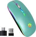 KBCASE Wireless Mouse, LED Wireless Mouse for Laptop, Slim Silent Mouse 2.4G Rechargeable Wireless Computer Mouse for Laptop, MacBook, iPad, Chromebook, with USB & Type-c Receiver