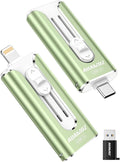 512GB Mini Dual Interface Flash Drive, Portable Memory Stick Compatible with iPhone 17/16/15/14/13/12/11, iPad, Android & PC, Easy to Save Photos, Videos & Files (1 Pack-Sage Green)