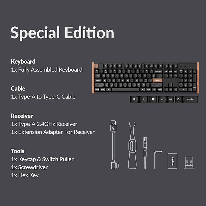 Keychron K10 HE Hall Effect Keyboard, Gateron Double-Rail Magnetic Nebula Switch, Full-Size Tri-Mode Wireless Keyboard with Rapid Trigger, Adjustable Actuation, RGB, Aluminum + Wooden Frame