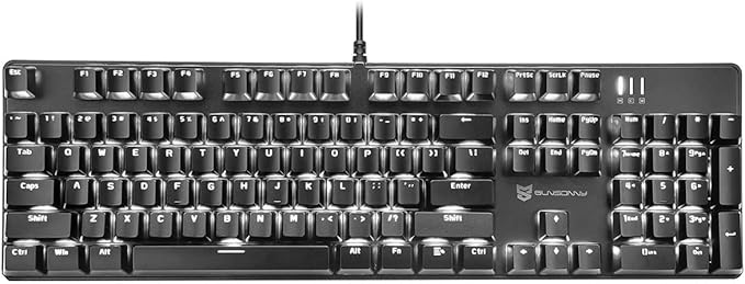 Hot Swappable Mechanical Gaming Keyboard - White Backlit with Blue Switches and 104 Keys Layout - Wired Gaming Keyboard