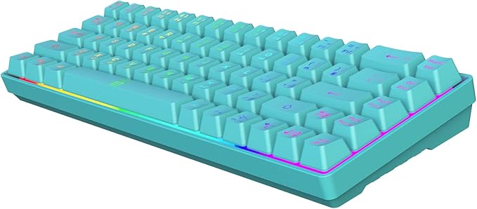 Snpurdiri 60% Membrane Gaming Keyboard,RGB Compact Wired Small Keyboard, Strong Mechanical Feel for PC/Mac Gamer, Typist, Travel, Easy to Carry on Business Trip(68 Keys,Blue)