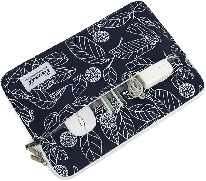 canvaslife Waterproof Pattern Laptop Sleeve 15 Inch 15 Case and 15.6 Laptop Bag(Blue Leaves)