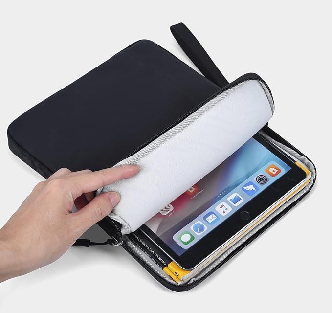 CAAORDKSO 12.9-13 inch Tablet Sleeve for 13 inch iPad Air/iPad Pro, iPad Pro 12.9, Surface Laptop Go 12.4, Samsung Galaxy Tab S10+ Plus/S9+ S8+/S7+ Plus/S7 FE 12.4" Waterproof Bag Carrying Case,Black
