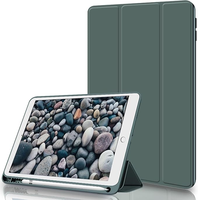 Aoub Case for iPad 9.7 inch 6th/5th Generation Case 2018/2017 with Pencil Holder, Thin Lightweight Smart Stand Cover, Auto Wake/Sleep, Model A1822/A1823/A1893/A1954, Dark Green