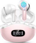 Wireless Earbuds, 48Hrs 2026 Bluetooth Headphones, Hi-Fi Stereo Deep Bass Ear Buds, ENC Noise Cancelling Mic, Clear Calls, IP-X7 Waterproof, USB Sport Earphones in Ear for Phones Laptop Pad, Pink