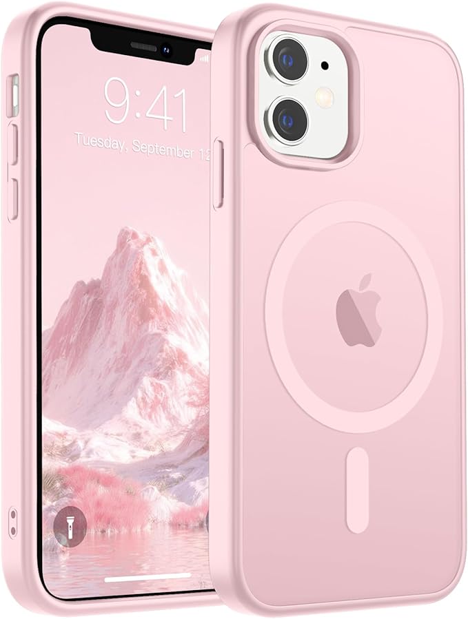 SUPFINE Magnetic for iPhone 11 Phone Case (Compatible with MagSafe) (Military Grade Drop Protection) Translucent Matte Shockproof Phone Cover,Light Pink
