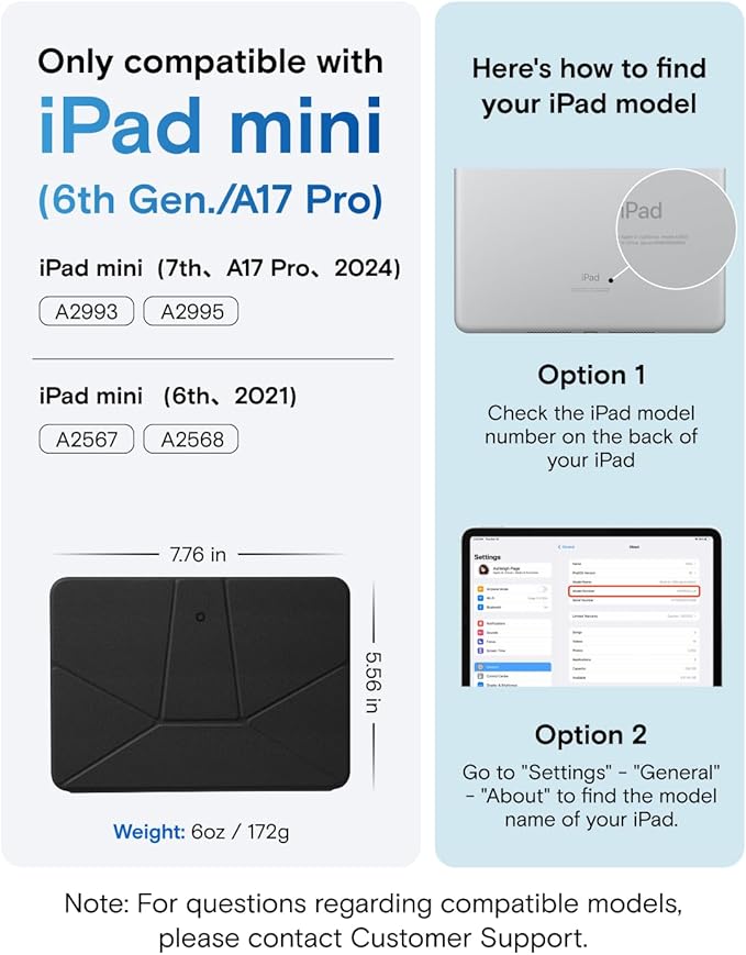 MOFT Dynamic Folio Case for iPad mini 7th A17 Pro 2024 & iPad mini 6th A15 2021, 8.3 Inch Slim Magnetic Stand Case with 20+ Viewing Angles, Auto Wake/Sleep, Ultra Thin, Navy Blue x Oz Green