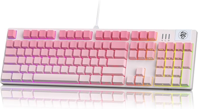 MageGee Mechanical Gaming Keyboard, Wired USB RGB Backlit Keyboard, 104-Key 100% Anti-Ghosting Mechanical Keyboard with Red Switches, Side-Printed Keycaps for Windows PC & Mac