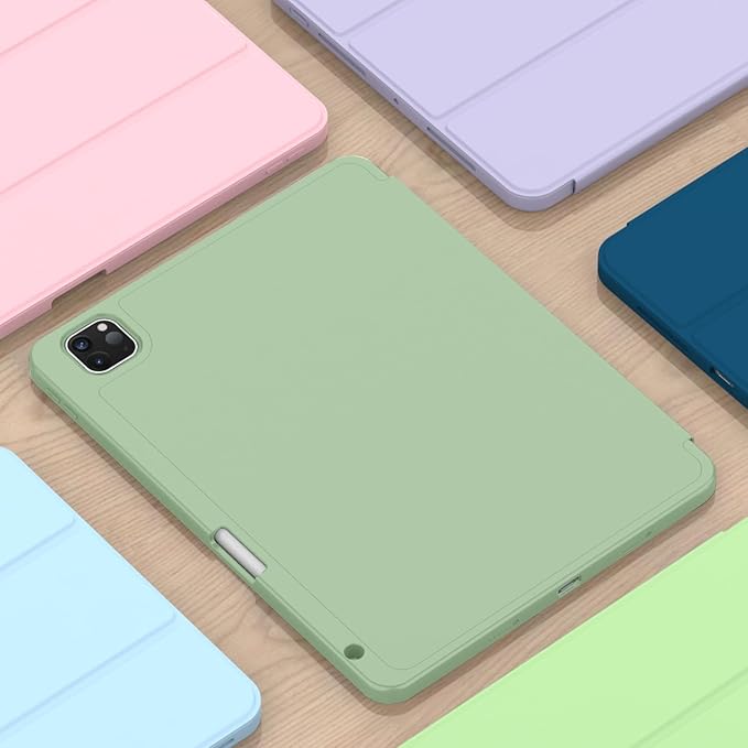 ZryXal iPad Pro 11 Inch Case (M5) 2025/ (M4) 2024 (Model: A2836/A2837/A3006), Trifold Stand Smart Cover with Pencil Holder and Soft TPU Back, Auto Wake/Sleep (Matcha Green)
