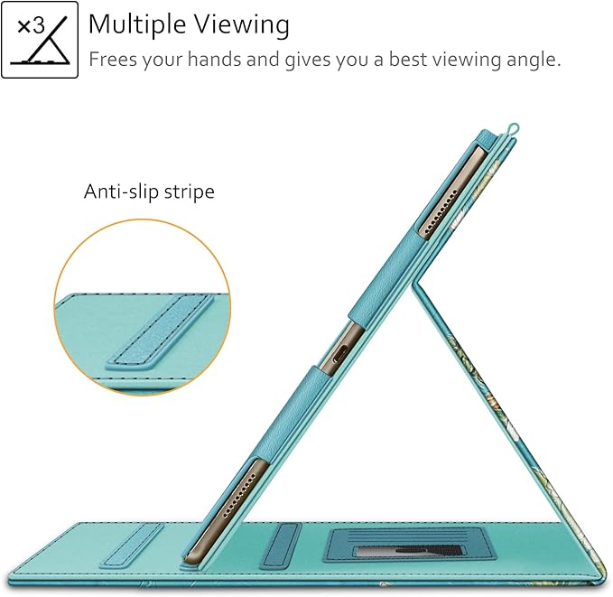 Fintie Multi-Angle Case, 2017/2015 iPad Pro 12.9 inch (Old Model) 1st & 2nd Gen Case - [Corner Protection] Folio Stand Cover with Pencil Holder & Pocket, Auto Wake/Sleep, Blossom