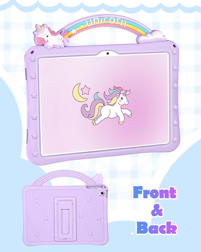 Wazzasoft for iPad 10th Generation Case 10.9 Inch Girls Cute Girly Cartoon Kawaii Pretty Purple Design Cover with Stand & Strap Unique Women Teens Funda for Apple iPad 10th Gen 2022 A2696 A2757 A2777