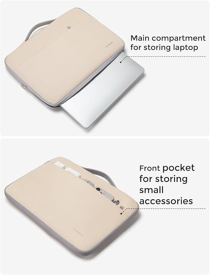 DOMISO 15.6 inch Laptop Case Sleeve Protective Cover Compatible with 16 inch MacBook Pro M4 M3 M2/Pro Max,15.6-16 inch HP Dell ASUS Lenovo Chromebook,Waterproof Computer Cases Bag with Handle,Beige