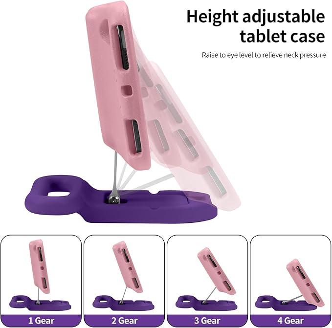 Kids Case for iPad mini 7 (A17 Pro) 2024 / iPad mini 6 2021, Adjustable Portrait/Landscape Stand, Drop Proof Handle Kickstand, Child Friendly with Screen Protector for iPad mini7th/6 8.3 inch(Pink)
