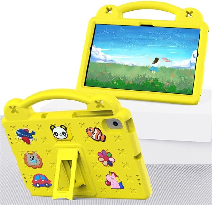 AKABEILA Compatible with Huawei MediaPad M3 Lite S 8.0/Samsung Tab A 8.0 2019 T290/T295/Tab A7 Lite 8.7 T220/T225 2021 Tablet Case, Kids Case with Shoulder Strap & Stand Handle Yellow