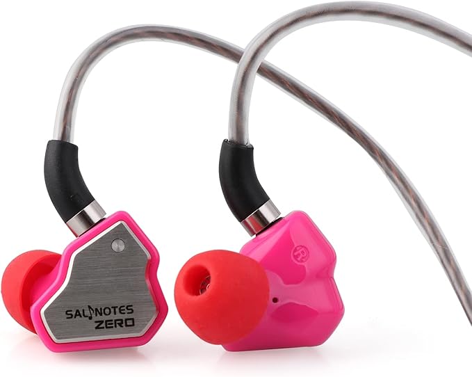 Linsoul 7Hz Salnotes Zero HiFi 10mm Dynamic Driver in-Ear Earphone IEM with Metal Composite Diaphragm Stainless Steel Faceplate Detachable 2Pin OFC Cable (Rose, with Mic, Type C)