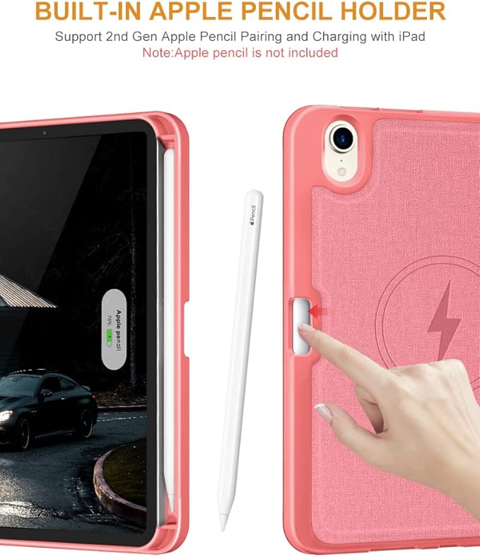 DTTO Case for iPad mini 7 (A17 Pro) 2024 / iPad mini 6 2021 8.3 inch with Pencil Holder, Multi-Angle Magnetic Standing Cover for iPad mini 7th/6th Generation [Auto Wake/Sleep], Pink
