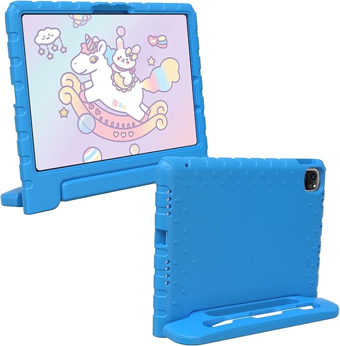for iPad Pro 11 inch Case 2024 M4 5th Generation, Kids Proof Case for iPad 11 Pro, Protective Cover for iPad Pro 11" with Pencil Holder, Anti-Slip Handle Stand, Blue