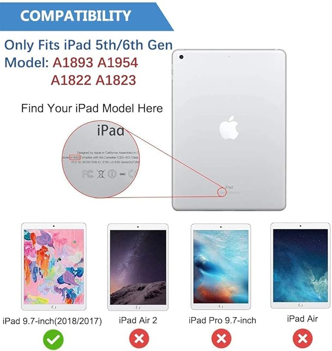 TSQQST iPad 6th/5th Generation Case 9.7 Inch with Tempered Glass Screen Protector&Pencil Holder&Stand | Heavy Duty Shockproof Rugged Protective iPad 9.7 Case 2017 2018 for Kids Boys Girls | Red+Blue