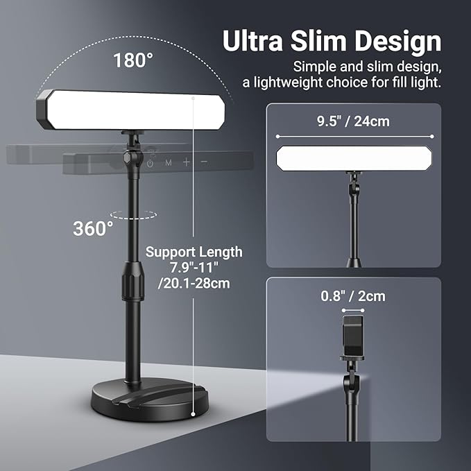 NEEWER Basics Desktop LED Light Kit with 11" Stand/Monitor Clamp, 2 Pack(12W) CRI95 Bi Color Video Conference Zoom Lighting for Laptop Computer Webcam, Compatible with iPhone Video Recording, L10