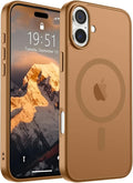SUPFINE Magnetic for iPhone 16 Plus Case (Compatible with MagSafe) (Military Grade Drop Protection) Slim Translucent Matte Shockproof with Anti-Fingerprint Phone Case, Brown