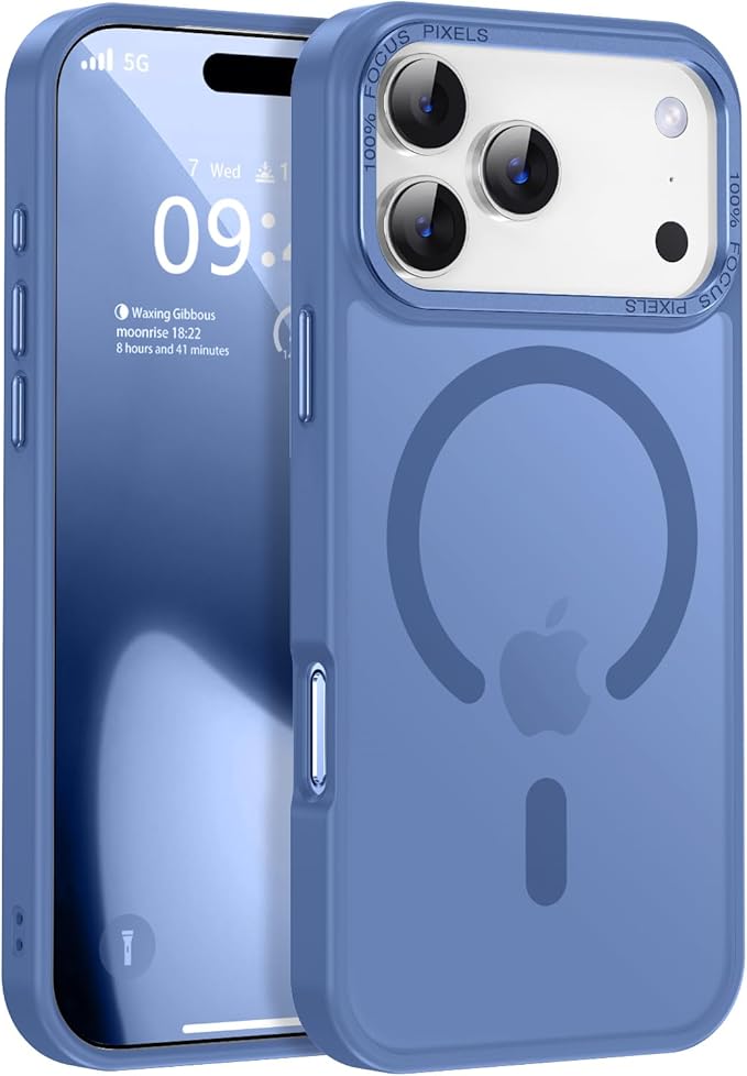 Newfuture Magnetic for iPhone 17 Pro Case [Compatible with Magsafe] [Military Grade Drop Protection] Translucent Matte Anti-Scratch Shockproof Protective Phone Cover 6.3 Inch, Light Blue