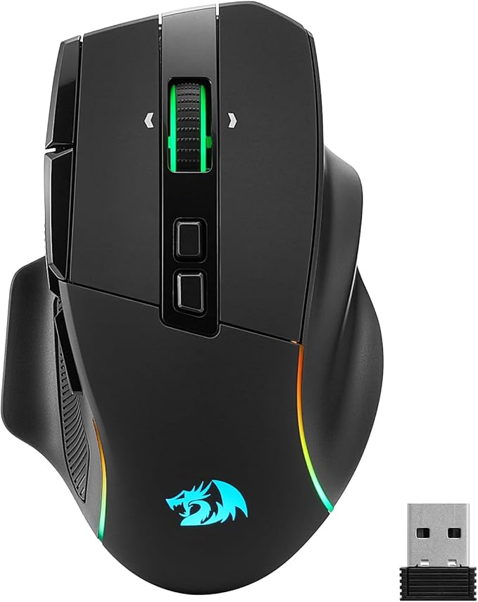 Redragon M925 PRO Wireless Gaming Mouse, 26,000 Max DPI Optical RGB Mice with 10 Programmable Buttons, Hyper-Fast Scroll, Software Supports DIY Keybinds & DPI, Black
