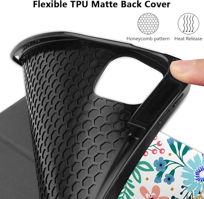 DONGKE Case for iPad Pro 11 inch (4th, 3rd, 2nd & 1st Gen) 2022 2021 2020 2018, Trifold Stand + Pencil Holder + Auto Wake/Sleep + Soft TPU Protective Stand Back Cover, Flower