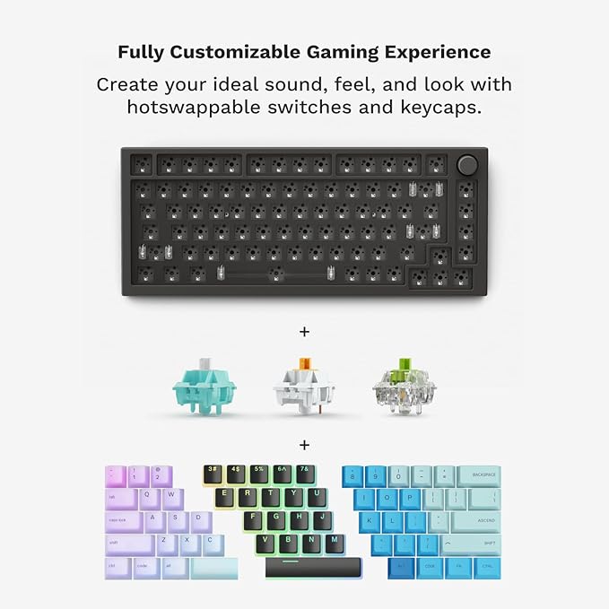 GLORIOUS Gaming GMMK PRO 75% - Modular Mechanical Gaming Keyboard, TKL Size, 1.5kg Frame, Fox Switches, Fully Customizable, Coiled Cable, Wrist Rest, White PBT Keycaps, RGB, QWERTY - Black