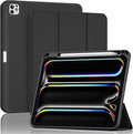 ProCase for iPad Pro 11 Inch Case M5 2025/M4 2024 5th Gen with Pencil Holder, iPad Pro 11"(Model: A3357/A3358/A3359/A2836/A2837/A3006) Trifold Stand Smart Folio with Soft TPU Back Cover -Black