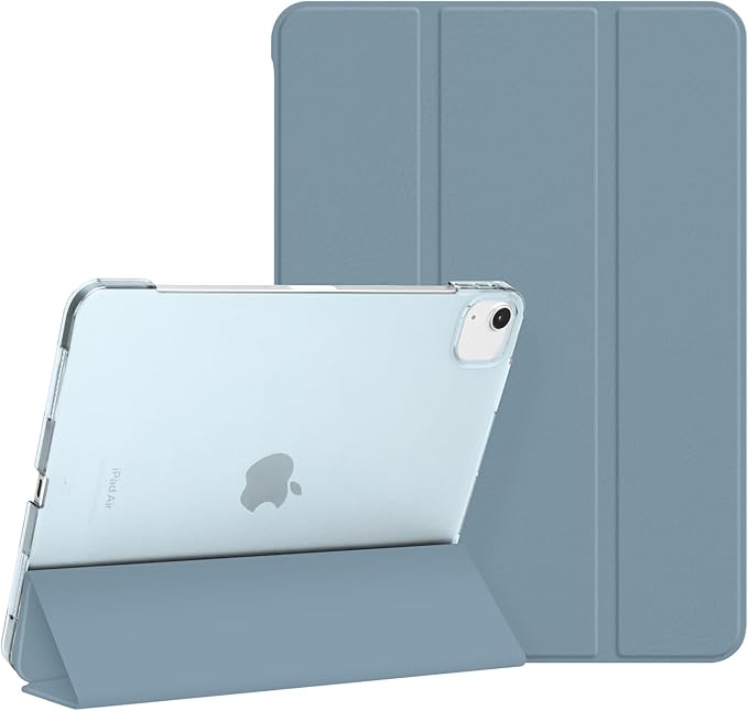 for iPad Air 13 inch M4/M3/M2 2026/2025/2024 Case, iPad Pro 12.9 (6th/5th Gen. 2022/2021), Hard PC Translucent Frosted Back Shell Case with Auto Wake/Sleep, Trifold Stand Cover, Misty Blue