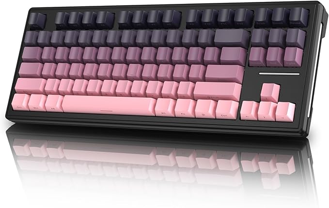 FELICON Attack Shark M87 80% Wireless Mechanical Gaming Keyboard, Tri-Mode (Bluetooth/2.4GHz/USB-C), RGB Backlit, Hot-Swappable PBT Keycaps – Pink
