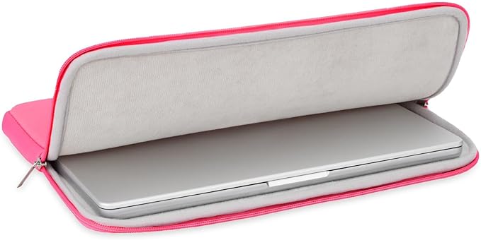 RAINYEAR 15.6 Inch Laptop Sleeve Protective Case Soft Lining Zipper Cover Padded Carrying Bag Compatible with 15.6" Notebook Computer Ultrabook Chromebook (Bright Pink, Upgraded Version)
