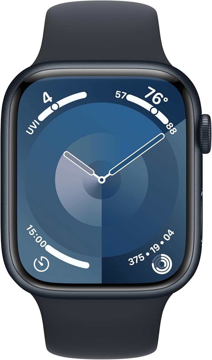 Apple Watch Series 9 [GPS 45mm] Smartwatch with Midnight Aluminum Case with Midnight Sport Band M/L. Fitness Tracker, Blood Oxygen & ECG Apps, Always-On Retina Display