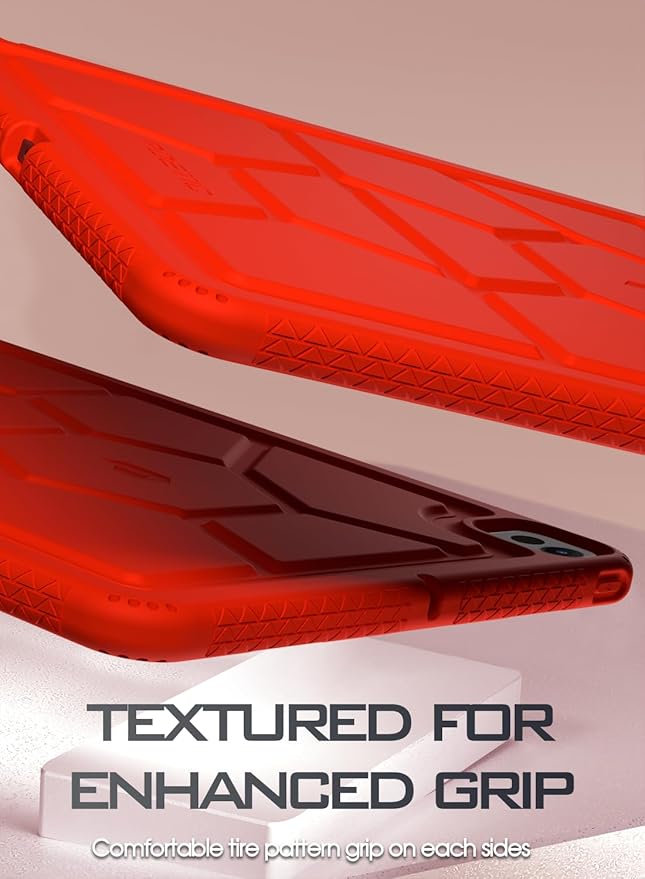 Poetic TurtleSkin Case for iPad Pro 13 Inch (M5) 2025 / (M4) 2024, Heavy Duty Shockproof Rugged Kids Friendly Drop Protection Silicone Cover Case, Red