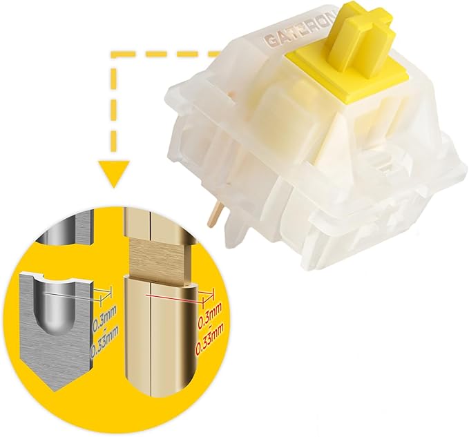 GATERON Milky Yellow Pro V2 Pre-lubed 5 Pin 50gf LED RGB Linear Switches for MX Mechanical Keyboard (70 Pcs, Milky Yellow Pro V2)