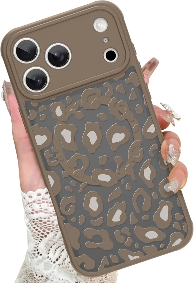 KANGHAR Case Compatible with iPhone 17 Pro Brown Leopard Printed Pattern Compatible with Magsafe Cute Cheetah Protective Magnetic Case for Girls Women 6.3"
