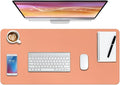 Boutilon Leather Desk Pad Protector,Non-Slip Mouse Pad,Laptop Desk Pad,Office Mouse Mat,Waterproof Leather Desk Blotter,Desk Writing Pad for Office and Home (XXL-Orange Pink,47.2"x 17")