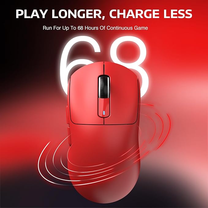 ATTACK SHARK X3PRO 4K/8K Lightweight Wireless Gaming Mouse with Tri-Mode(Wired/2.4GHz/BT),PAW3395 Optical Sensor,26K DPI,Kailh GM8.0 Switch,Long Battery,7 Buttons for PC/Laptop/Win/Mac(Red)