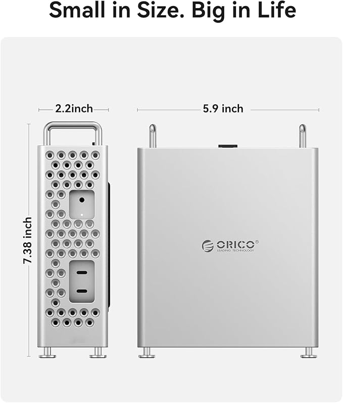 ORICO Mini Pro Thunderbolt 5 SSD Enclosure 1TB, 80Gbps USB-C NVMe External Hard Drive, Compatible with Windows/Mac/Linux, Aluminum Portable Storage with TB5 Cable (MST5P-1T)